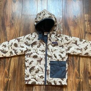 Boys 4T Patagonia Lightweight reversible jacket Woodland animals.